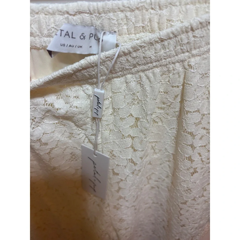 NWT Petal and Pup Sammy Cream Lace 2 Piece Set Top & Wide Leg Pants medium